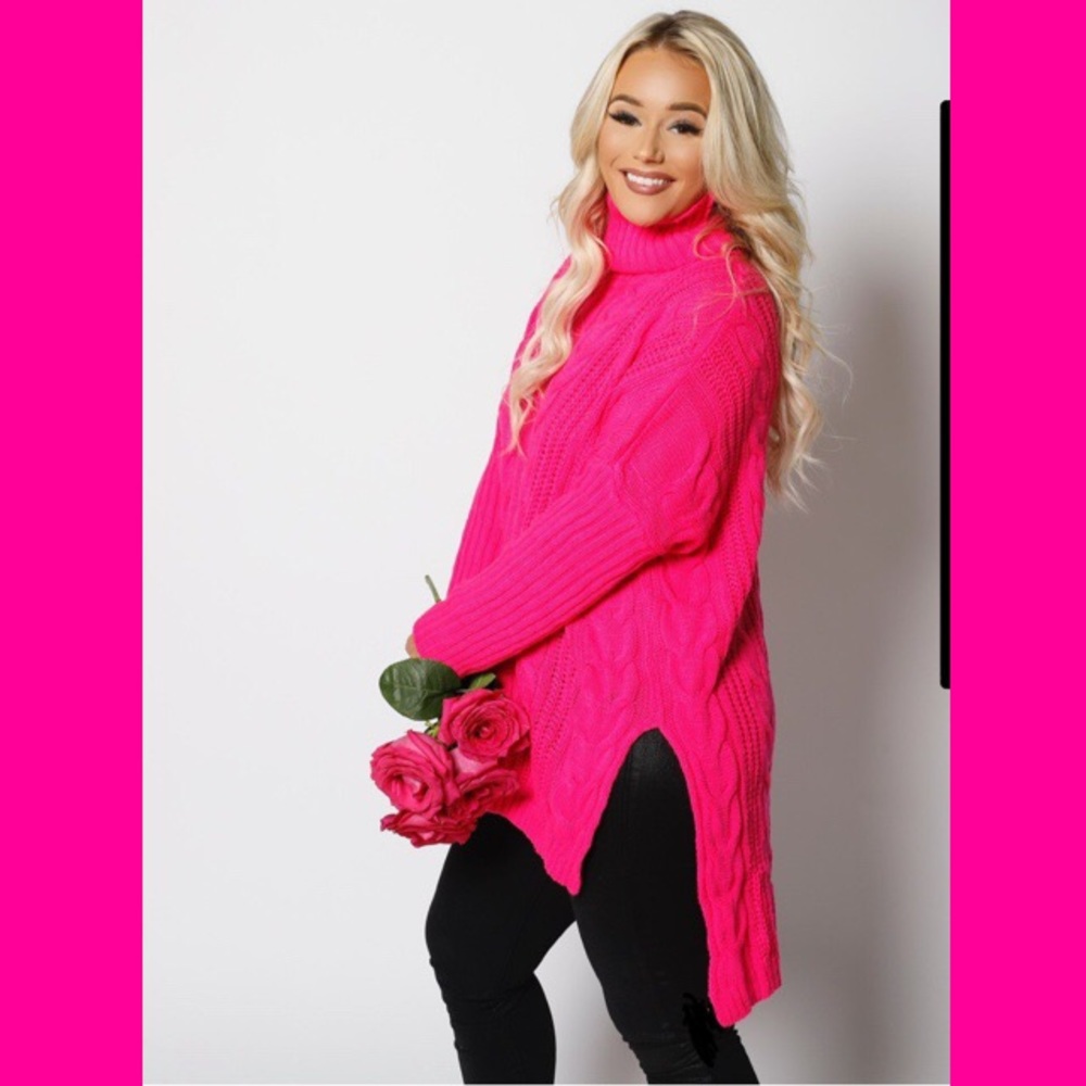 High Low Cozy Knit Braid Sweater